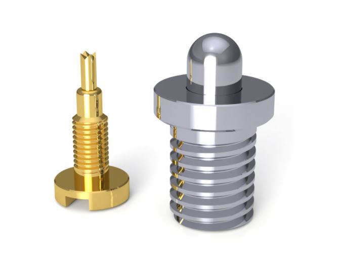 Threaded self-locking pogo pin