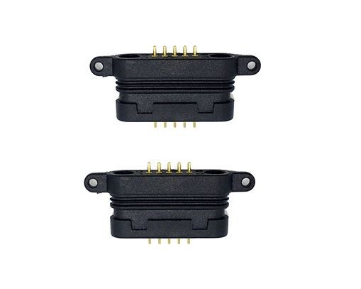 Jousikuormitettu kotelo Pogo Pin liitin