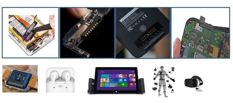 Pogo pin -liitin liitetty älylaitteisiin