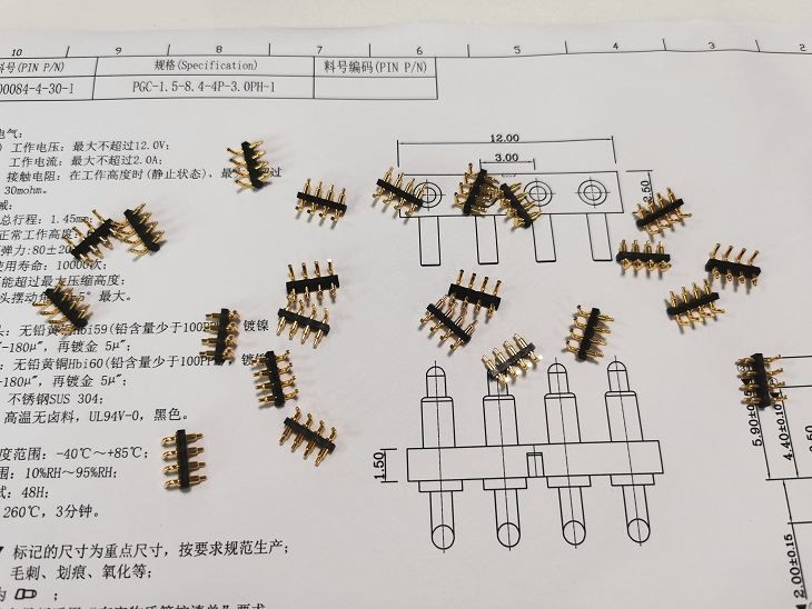 90 asteen suorakulmainen Pogo Pin -liitin