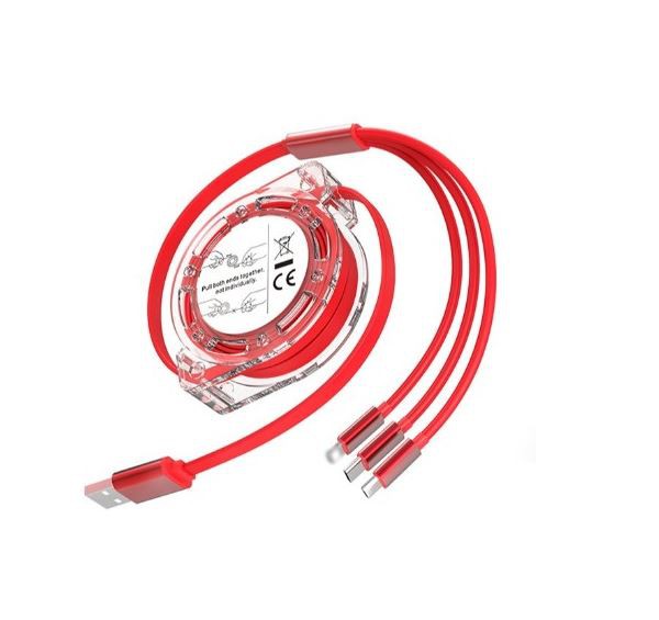 Sisäänvedettävä kolme yhdessä datalatauskaapeli