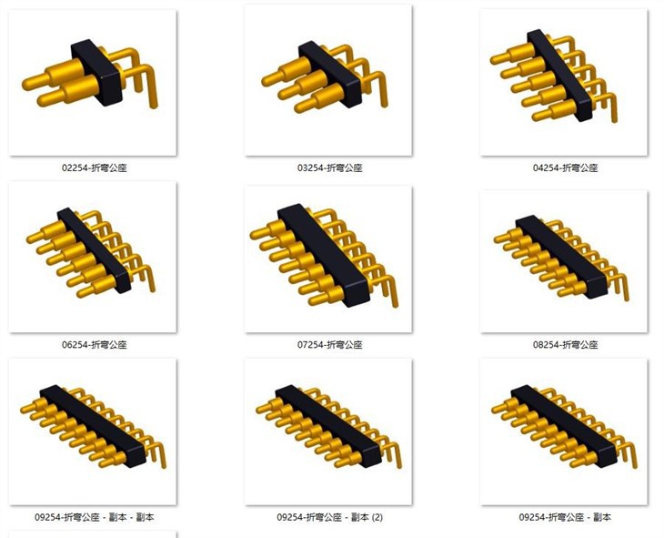 Pogo Pin Spring Right Angel Connectors