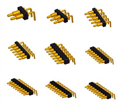 Sping-kuormitettu oikeakulmainen Pogo Pin -liitin